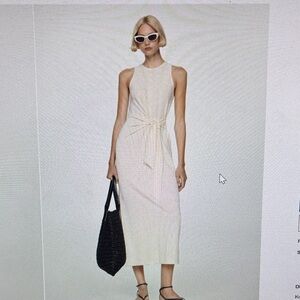 Mango Sleeveless Tie-Waist Maxi Dress - Ecru